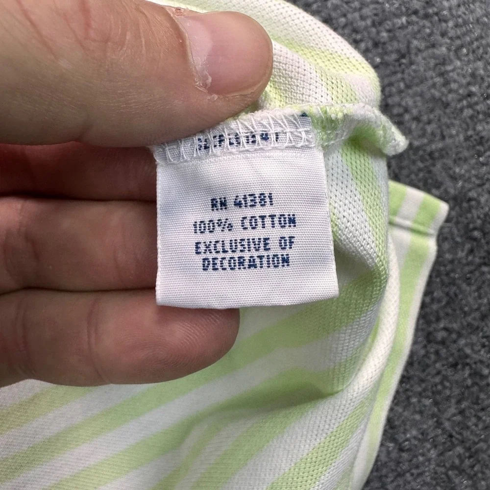 Ralph Lauren Men's‎ L Knit Oxford Polo Shirt Lime Green White Striped Flesh Pony